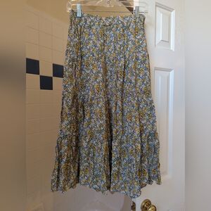 Sunor Yellow Floral Tiered Crinkle Skirt One Size